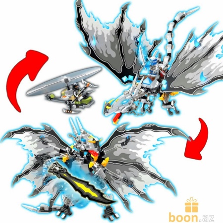 Конструктор Lego Ninja «Серый боевой дракон» 2в1 (светится в темноте) Renzaima 399 pcs №674